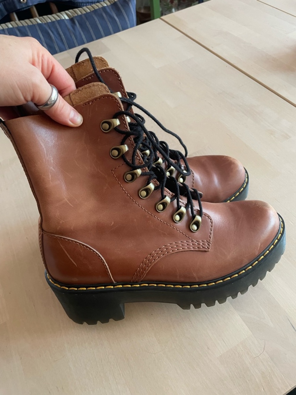 Dr. Martens Women's Leona Leather Lace-Up Boots - Picture 3 of 12